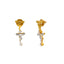 A close-up image of the side of the yellow and white Indian gold earrings from Virani Jewelers.