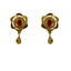 22K Yellow Gold Necklace & Earrings Set W/ Rubies, CZ Gems & Open Sculpted Flower Pendants - Virani Jewelers