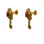 22K Yellow Gold Necklace & Earrings Set W/ Rubies, CZ Gems & Open Sculpted Flower Pendants - Virani Jewelers