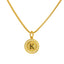 22K Yellow Gold Perforated Round "K" Pendant - Virani Jewelers