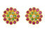 22K Yellow Gold Pendant Necklace & Earrings Set W/ Rubies, Emeralds, CZ & Confetti Design - Virani Jewelers