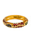 22K Yellow Gold Enamel Ring W/ Domed Band & Textured Eyelet Details - Virani Jewelers