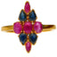 22K Yellow Gold, Ruby, & Sapphire Lozenge Ring - Virani Jewelers