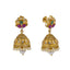 An image showing the post on one of the 22K gold earrings with emeralds, pearls, rubies, and diamonds from Virani Jewelers.