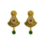22K Yellow Gold Antique Necklace & Earrings Set W/ Ruby, CZ & Large Fan Pendants on Beaded Strand - Virani Jewelers