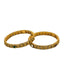 22K Yellow Gold Bangles Set of 2 W/ Rubies, Kundan and Antique Finish Round Details - Virani Jewelers