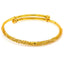 22K Yellow Gold Bangles for Kids Set of 2 W/ Beaded Filigree & Rounded Adjustable Band - Virani Jewelers