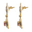 22K Yellow Gold Drop Earrings W/ Rubies, CZ Gems & Faceted Pear Pendant - Virani Jewelers