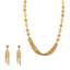 22K Multi Tone Gold Necklace & Earrings Set W/ Pearls, Multi Beaded Strands & Rain Chandelier Earrings - Virani Jewelers