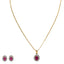 22K Yellow Gold Necklace & Earrings Set W/ Rubies & CZ Gems on Round Pendant - Virani Jewelers