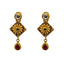 22K Yellow Gold Necklace & Earrings Set W/ Rubies, Emeralds, Kundan, Mango Details & Rhombus Pendants - Virani Jewelers