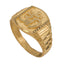 22K Yellow Gold Signet Ring for Men W/ Om Symbol & Heavy Chiseled Band - Virani Jewelers