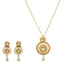 22K Yellow Gold Earrings & Necklace Set W/ Kundan & Laser Cut Bowl Pendant - Virani Jewelers