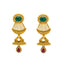 22K Yellow Gold Temple Necklace & Earrings Set W/ Emeralds, Rubies & Draped Beaded Strands - Virani Jewelers