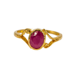 22K Yellow Gold Ruby Ring W/ Vintage Split Shank - Virani Jewelers