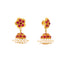 22K Yellow Gold Small Jhumkas w/ Rubies and Pearls