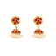 22K Yellow Gold Small Jhumkas w/ Rubies and Pearls