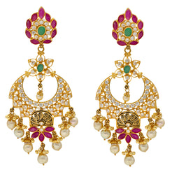 22K Yellow Gold Jeweled Chandbali Earrings (25.8gm)