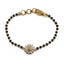 22K Yellow Gold Black Bead Bracelet W/ CZ Gems & Flower Pendant - Virani Jewelers