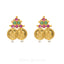 Kasu Coin Studs Set in 22K Gold W/Pyramid Design Of Emerald & Ruby Gems - Virani Jewelers