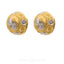 22K Yellow & White Gold Mushroom Stud Earrings W/Textured Engravings - Virani Jewelers