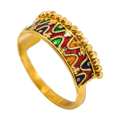 22K Yellow Gold Enamel Ring W/ Double Curve Details - Virani Jewelers