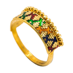 22K Yellow Gold Enamel Ring W/ Alternating Cluster Ball Design - Virani Jewelers