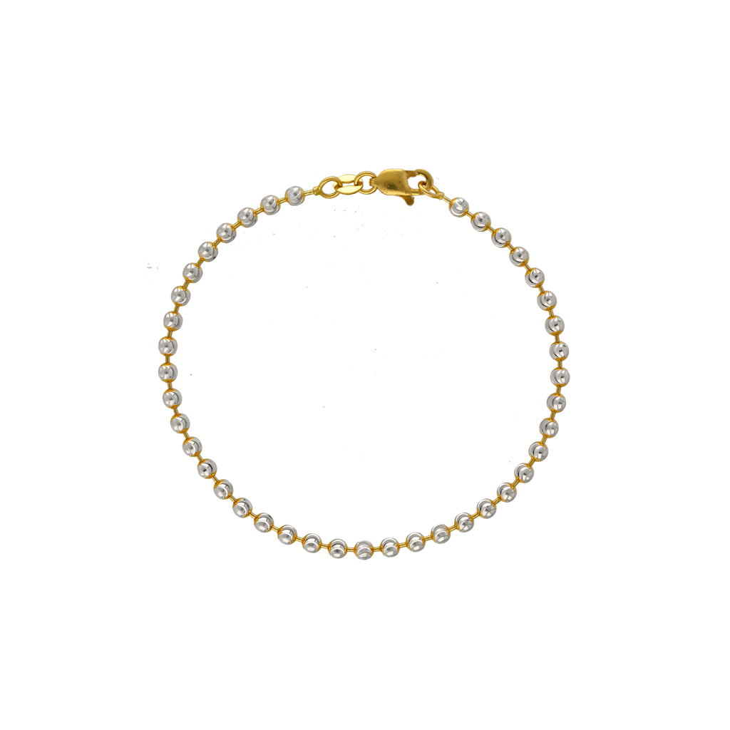 22K Yellow & White Gold Beaded Bracelet (6.6gm) |
Add this beautiful 22k yellow and white gold beaded bracelet to your jewelry collection. The sim...