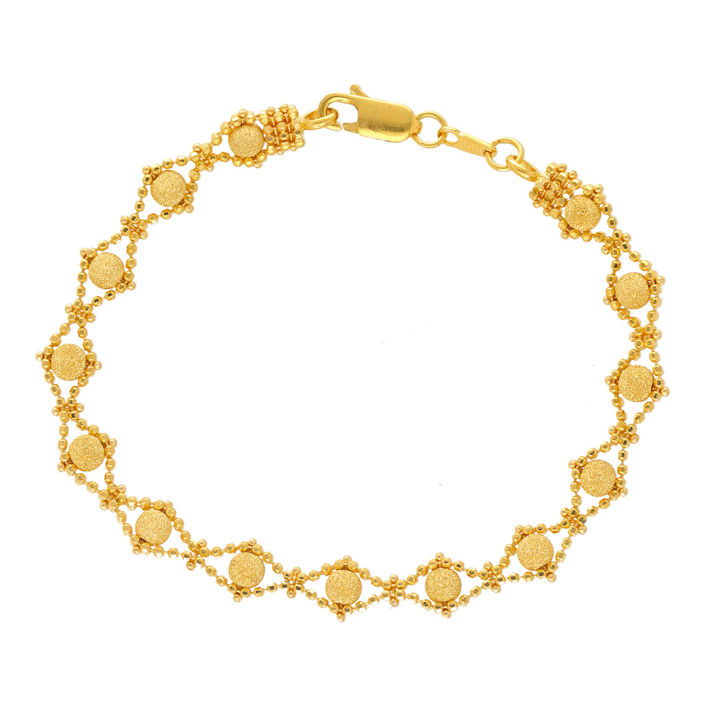 22K Yellow Gold Beaded Bracelet (10.5gm) |
Wear this dazzling 22k yellow gold bracelet with unique beaded design when you want to add a sty...