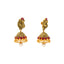 22K Antique Gold Jhumka Earrings w/ Rubies & Pearls (27.4gm)