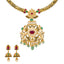 22K Yellow Gold Kanthi Jewelry Set with Gemstones & Pearls (71.3 grams)