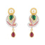 22K Multitone Gold Paisely Pavé Earring & Necklace Set W/ Emerald, Ruby, Pearl & Cubic Zirconia - Virani Jewelers