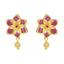 22K Yellow Gold Floral Kasu Lakshmi Coin Necklace & Earrings Set W/ Rubies - Virani Jewelers