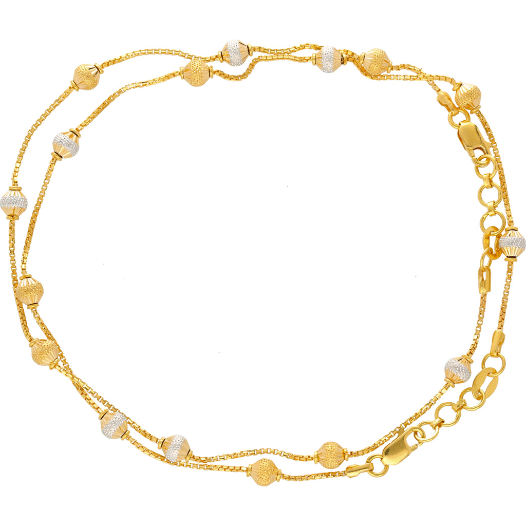22K Yellow & White Gold Ball Bead Anklet Set (14gm) |
This dainty and adorable 22k gold ankle bracelet set from Virani Jewelers will add a subtle laye...