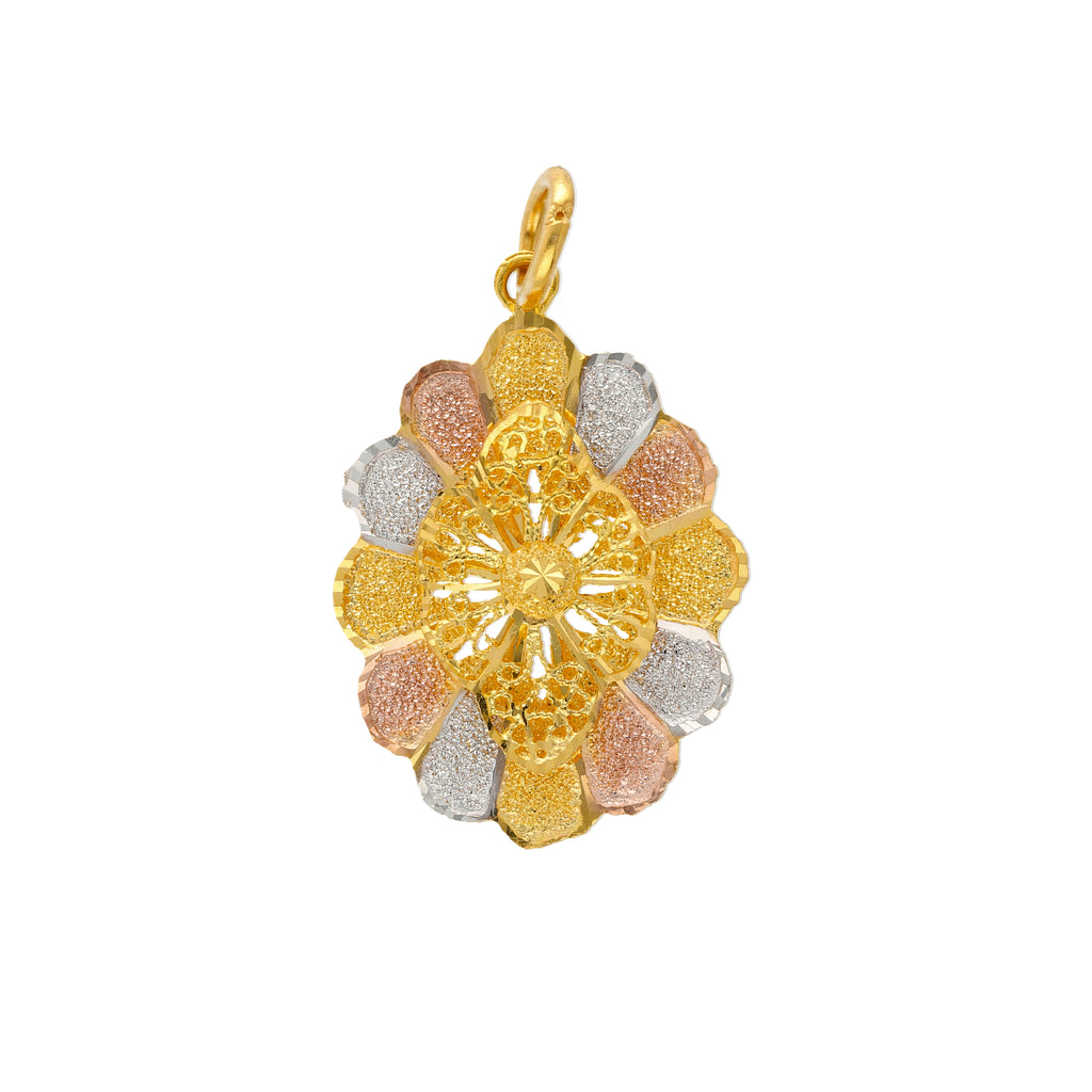 22K Multi-Tone Gold Ekta Pendant (7.7gm) |
Our 22 karat multi-toned gold pendant is comprised of yellow, white, and rose gold elements perf...