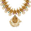 22K Gold & Gemstone Kasu Temple Necklace Set (53.7gm)