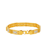 22K Gold & CZ Link Bracelet For Men (35gm) | 
This cool 22k yellow gold and cubic zirconia bracelet for men will add a debonair look and feel ...