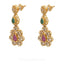 35.68CT Uncut Diamond Dual Layered Necklace and Earrings Set W/ Ruby & Emerald Gem Accents