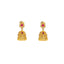 22K Yellow Gold Diamond Temple Necklace & Jhumki Drop Earrings Set W/ 11.06ct Uncut Diamonds, Rubies, Pearls & Laxmi Kasu on Pendant Necklace - Virani Jewelers