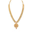 22K Yellow Gold Diamond Necklace & Earrings Set W/ 14.74ct Uncut Diamonds, Rubies & Laxmi Kasu on Deep V-Neck Pendant Necklace - Virani Jewelers