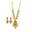 22K Yellow Gold Necklace & Jhumki Earrings Set W/ Pearls, Ruby, Emerald, CZ, Laxmi Pendants & Teardrop Accents - Virani Jewelers