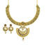 22K Yellow Gold Necklace & Earrings Set W/ Ruby, Emerald, CZ, Pearl & Chandbali Pendants - Virani Jewelers