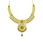 22K Yellow Gold Necklace & Earrings Set W/ CZ, Ruby, Emerald & Mango Leaves on Collar Necklace - Virani Jewelers