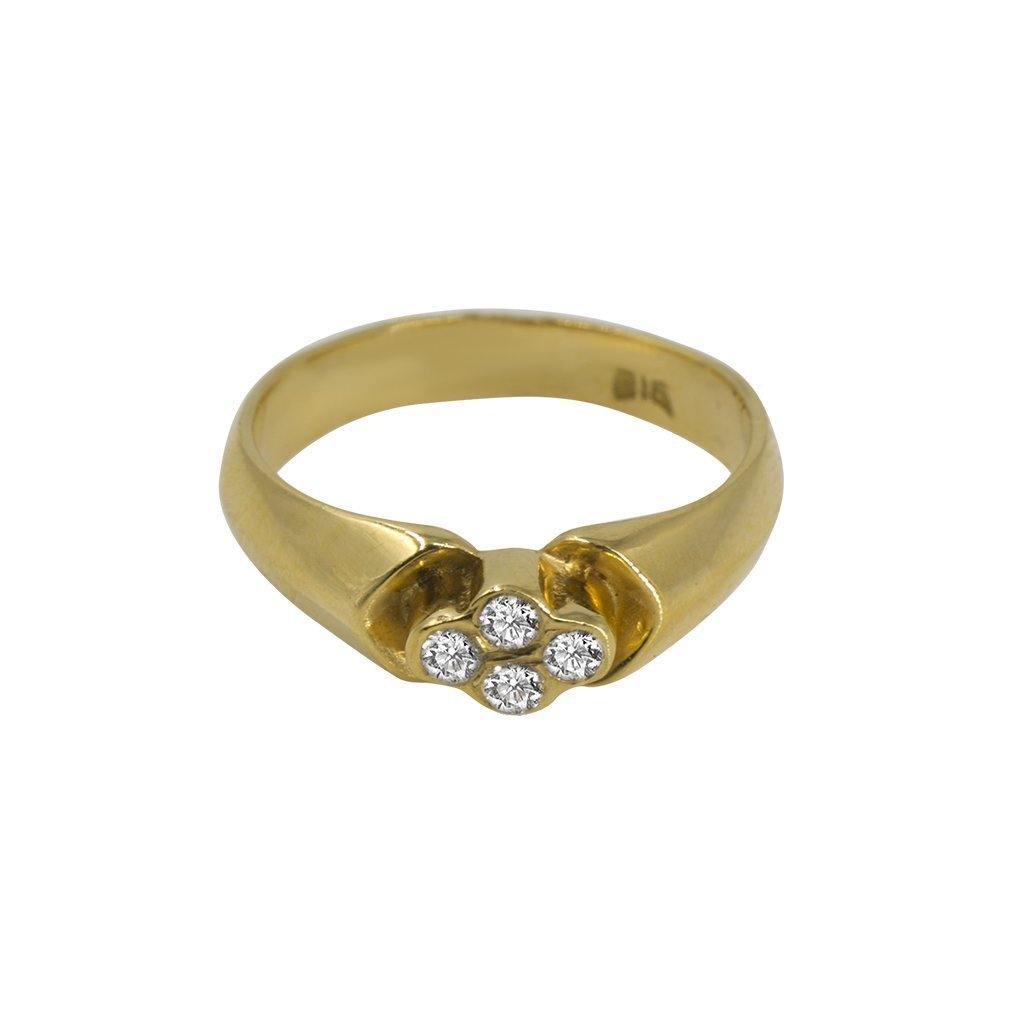 22K Yellow Gold Ring W/ CZ Gems on Thick Smooth Band - Virani Jewelers | 22K Yellow Gold Ring W/ CZ Gems on Thick Smooth Band for women. This subtle piece features 4 gli...