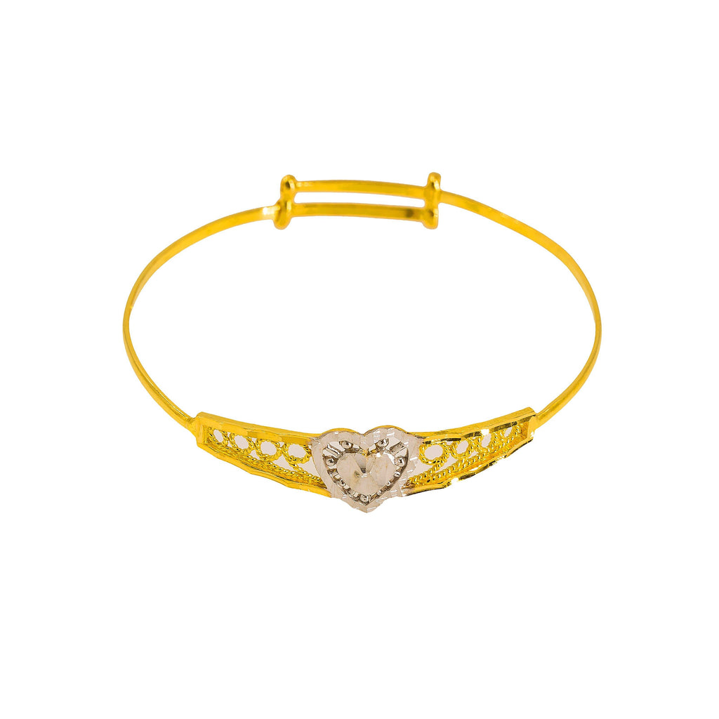 22K Multi Tone Gold Baby Bangles Set of 2 W/ Jagged Heart & Open Cut Designs - Virani Jewelers | 22K Multi Tone Gold Baby Bangles Set of 2 W/ Jagged Heart & Open Cut Designs. This beautiful...
