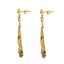 22K Gold Chandbali Long Drop Earrings W/ Ruby, Cubic Zirconia & Emerald Stones - Virani Jewelers