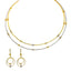 22K Multi Tone Gold Necklace & Earrings Set W/ Double Rope Collar & Textured Beads - Virani Jewelers