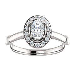 Pave Diamond-Halo Solitaire Engagement Ring