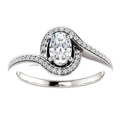 Solitaire Diamond Bypass Engagement Ring W/ Channel Set Band