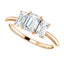 Tri Stone Diamond Engagement Ring Emerald Side Stone - Virani Jewelers